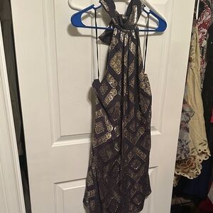 Ramy Brook Black and Gold Halter Blouse